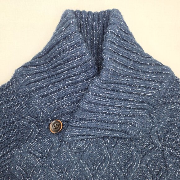 Cat & Jack Sweater Toddler Boys 2T Blue Shawl Neck Collar Cable Knit Pullover - Picture 2 of 8